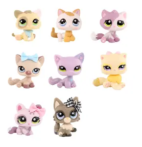 Collectible Kitty Bonbon Cat Persian Cat Crouching Cat Figure, Mini Pet Playset Accessory, Cat Cake Topper, Cute Animal Gift for Kids Ages 3+
