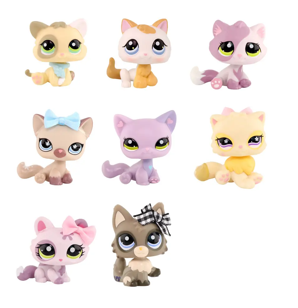 Collectible Kitty Bonbon Cat Persian Cat Crouching Cat Figure, Mini Pet Playset Accessory, Cat Cake Topper, Cute Animal Gift for Kids Ages 3+