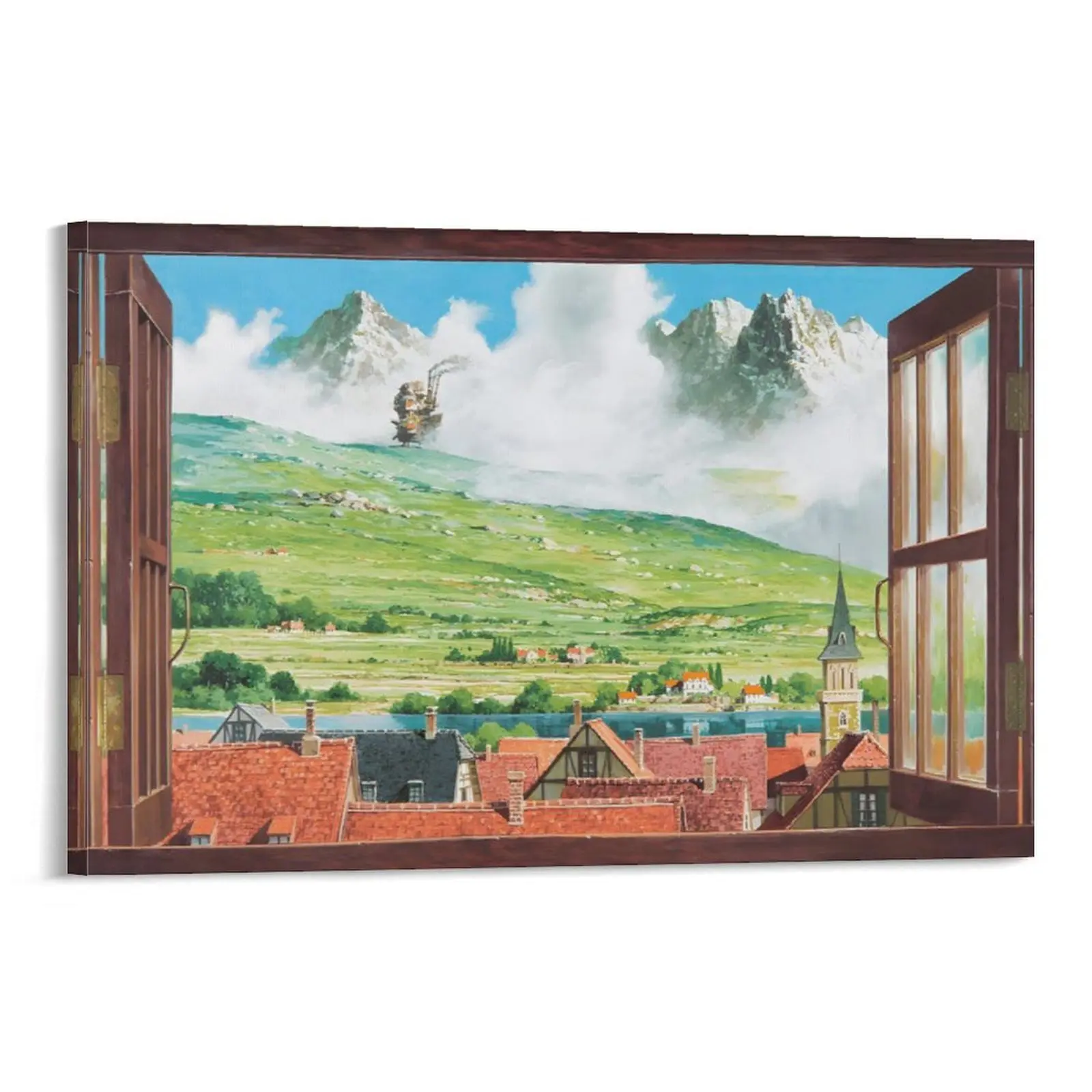 Howl's Moving Castle Multi-Size Artistic Poster - Studio Ghibli Inspired Anime Wall Decor, Hayao Miyazaki Themed Home Supplies, Castle-Themed & Ghibli Graphic Artwork Prints, Artistic Indoor Decoration