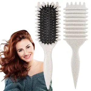 Curl Defining Brush, 1 PCS Curly Hair Brush, Brush for Curly Hair, for Combing and Shaping Men's and Women's Curls to Reduce Pulling (Beige)