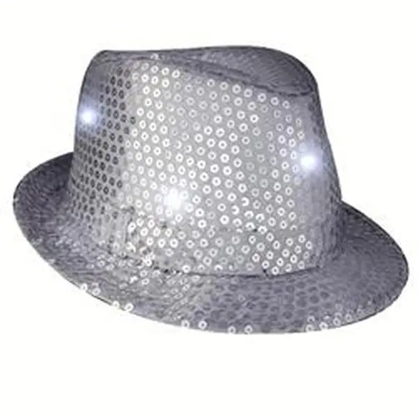 Blinkee 3995400 LED Flashing Fedora Hat with Sequins, Silver