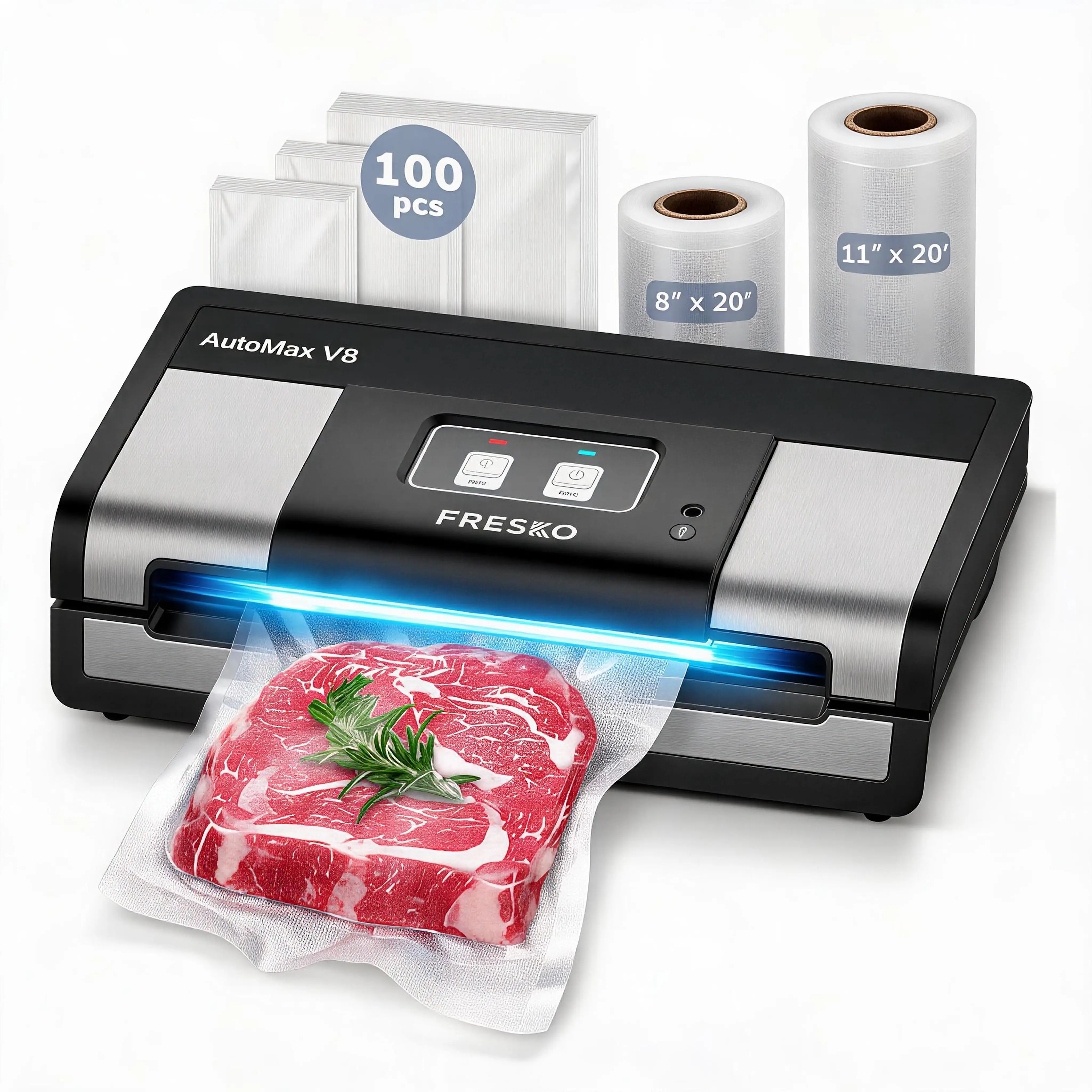 Automatic Vacuum Sealer for Food, Hands-Free Operation Food Sealer, Continuous Seal 50 Bags in 20 Mins, Built-in Cutter & Roll Storage, Powerful Suction for Meal Prep & Bulk Food Storage,back to school,back to school haul