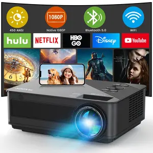 2024 Upgraded Native 1080p WiFi Bluetooth Projector- FANGOR 450 ANSI/13000L Full HD Outdoor Movie Projector 4K Supported, Home Theater Video Projector Compatible with TV Stick, Smartphone, ipad, USB