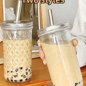 700ml/650ml Mars Crystal Cup, Diamond Cup, Tumbler, high transparency crystal texture. Reusable stainless steel straw, leak-proof lid, eco-friendly. Wide mouth for boba, large capacity, anti-slip. Perfect for milk tea, coffee, juice and various drinks