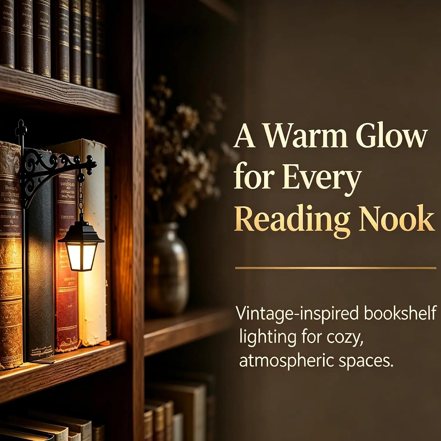 Library Lantern Decorative Bookshelf Lamp, nook literary decor, Mini Hanging LED Night Light, Warm Ambient Lamp for Reading Nook, Vintage Literary Home Decor, Halloween & Housewarming Gift