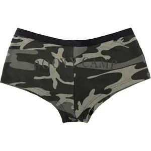 Womens Black Camo "Booty Camp" Booty Shorts Slim Fit Tight Lounge Underwear