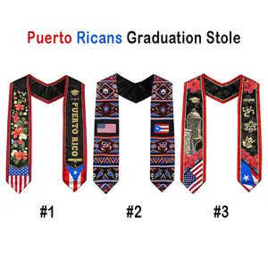 [3 Styles] Puerto Rico American Flag Graduation Sash 2025, Puerto Ricans Graduation Stole, Class of 2025