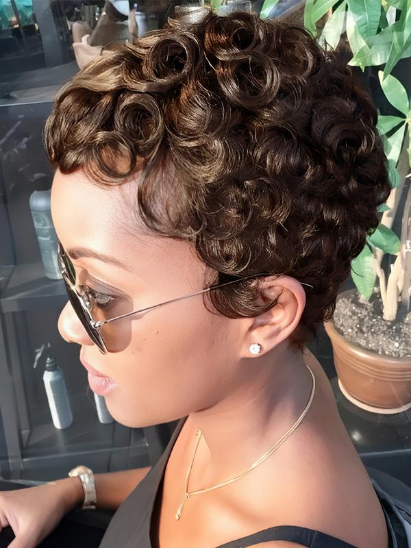 Curly Pixie Cut Wig Short Bob Wig for Women 100% Human Hair Wig 99J 4# Natural Color Finger Wave Full Machine Made Wig Pixie Wigs Wavy Wigs Curly Pixie Cut Wig Short Bob Wig for Women 100% Human Hair Wig 99J 4# Natural Color Finger Wave Full Machine Made Wig Pixie Wigs Wavy Wigs