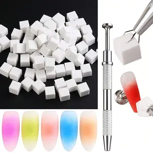 100pcs Soft Sponge for Gradient Nail Art, Mini Reusable Sponges, Boxed with Clamps, Bagged Without Clamps, Ideal for DIY Nail Art