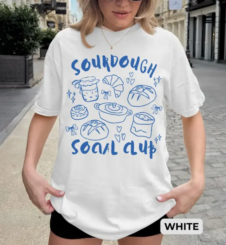 Sourdough Social Club T-Shirt, Bread Lover Shirt, Artisan Bread Baking Tee, Gifts for Bakers