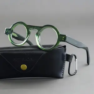 BETSION Round 42mm Eyeglasses Frames Acetate Thick Glasses Frame Reading Glasses for Women Men Classic Glasses 42-27-150mm
