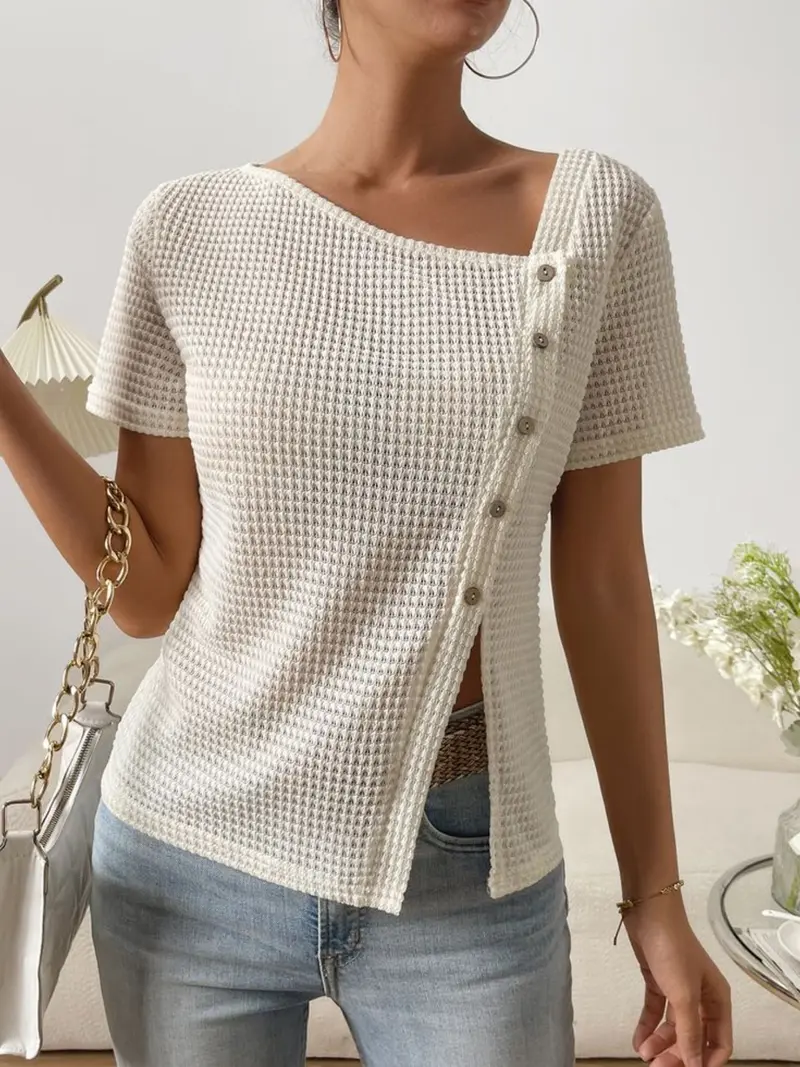 asymmetrical rib knit zip - TikTok Shop