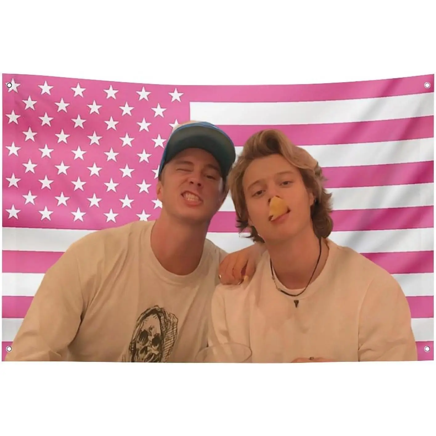 3x5ft Drew JJ Pink Rafe America Funny Starkey Cameron Maybank Tapestry Flag with 4 Brass Grommets - Soft Drape, Holiday Home Decor, Dorm Wall Backdrop, Gift for College Students (Pink01)
