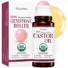 BodyJ4You Organic Oil Roll-On 1.7 oz - Castor, Rosehip, Jojoba, Argan, Coconut or Tea Tree - Rose Quartz Roller, Cold Pressed, Hexane Free