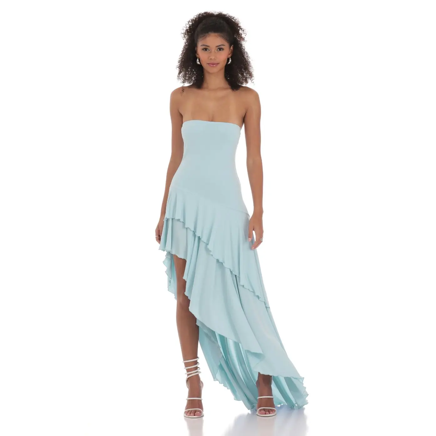 Lucy In The Sky Strapless Ruffle Asymmetrical Maxi Dress in Blue - TikTok Shop Lucy In The Sky Strapless Ruffle Asymmetrical Maxi Dress in Blue - TikTok Shop