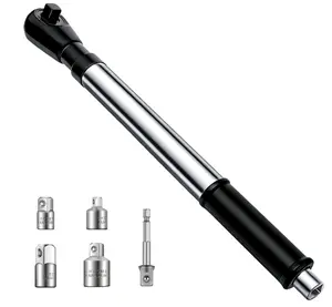 1/2" Offset Extension Wrench Set, Right Angle Ratchet Extender with 3/8" & 1/4" Adapters + Drill Adapter, Wrench Adapter for Tight Spaces, Compatible with Standard Sockets