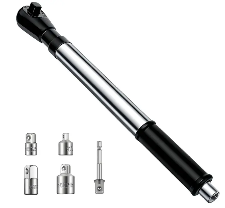 1/2" Offset Extension Wrench Set, Right Angle Ratchet Extender with 3/8" & 1/4" Adapters + Drill Adapter, Wrench Adapter for Tight Spaces, Compatible with Standard Sockets