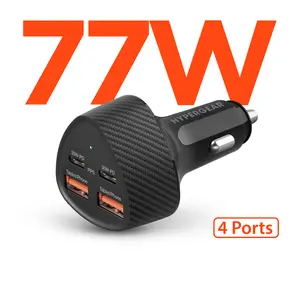 HyperGear SpeedBoost 77W Quad-Port Fast Car Charger with Dual 30W USB-C PD PPS