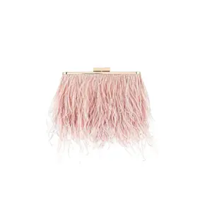 Estelle Feathered Clutch - Blush