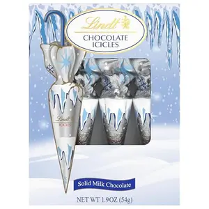 Lindt Holiday Chocolate Icicles Solid Milk Chocolate Candy, 4-pack, 1.9 oz. Box