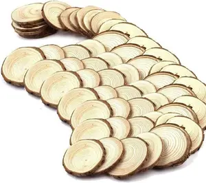 Fuhaieec Wood Slices Unfinished Natural Wood Slices Circles with Tree Bark Log Discs for DIY Craft Christmas Rustic Wedding Ornaments