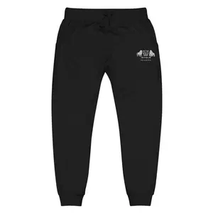 Unisex Fleece Sweatpants Embroidered 100% Cotton Face 65% Cotton 35% Polyester Cuffed Side-Seamed Legs Elastic Waistband Flat Drawstrings 2 Front Pockets Back Patch Pocket Ribbed Waist Cuffs Gusset