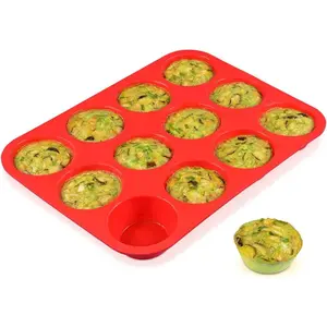 12 Cups Silicone Muffin Pan - Nonstick BPA Free Cupcake Pan 1 Pack Regular Size Silicone Mold