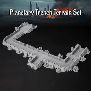 Planetary Trench Terrain Set for RPGs, Sci-Fi Battlefield Models, Sci-Fi Terrain Set for Tactical Gameplay, Ideal for Defense Encounters, RPG Accessories, Collectible Gifts for Gamers