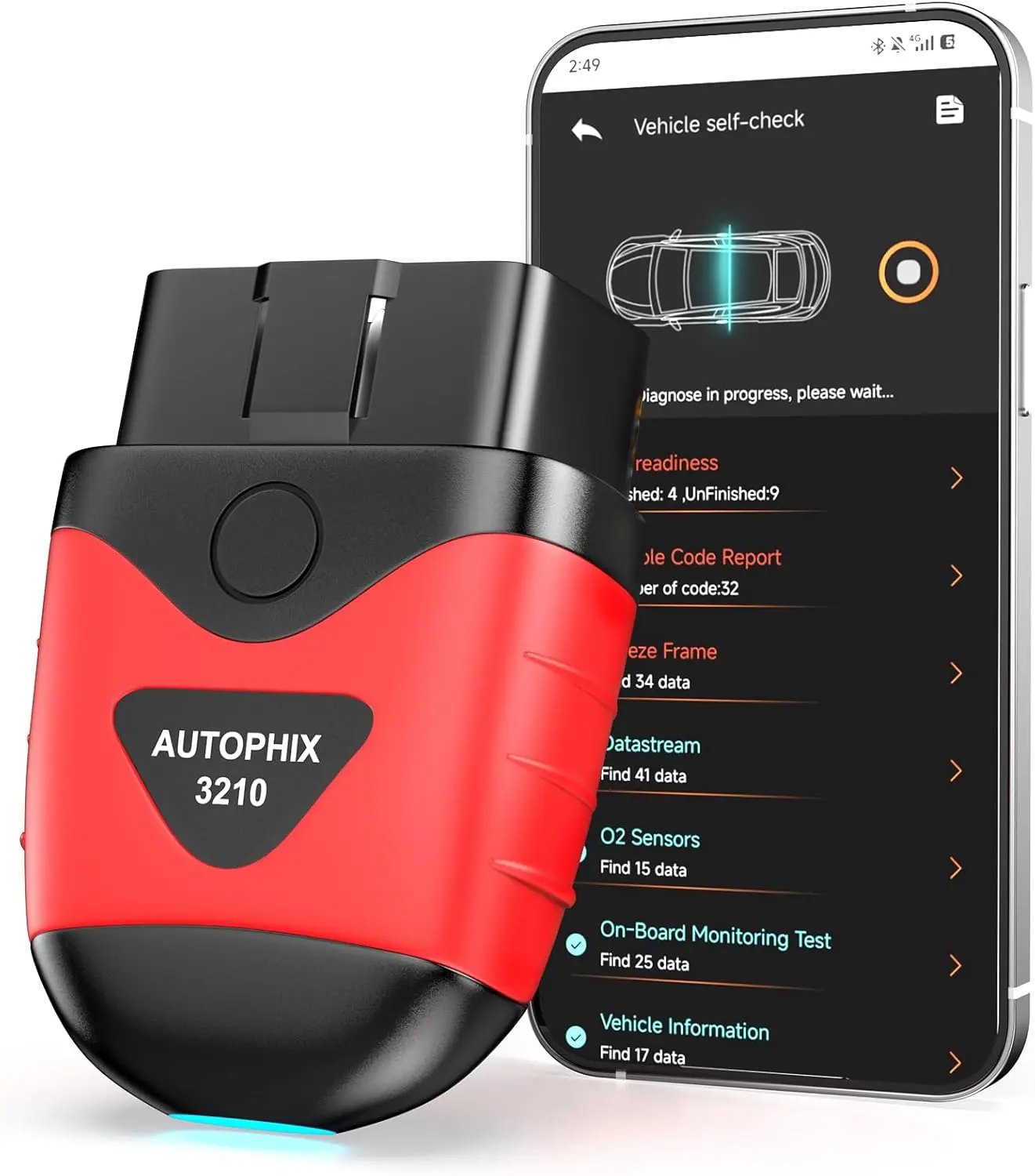AUTOPHIX 3210 Bluetooth OBD2 Scanner, Wireless Check Engine Code Reader, Automotive Scan Tool Diagnostic Scanner with Battery Performance Test, Exclusive APP for iOS, iPad & Android