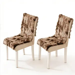 Faux Fur Two-Piece Chair Cushion Set, Non-Slip, Plush Seat Pads for Dining, Office & Lounge