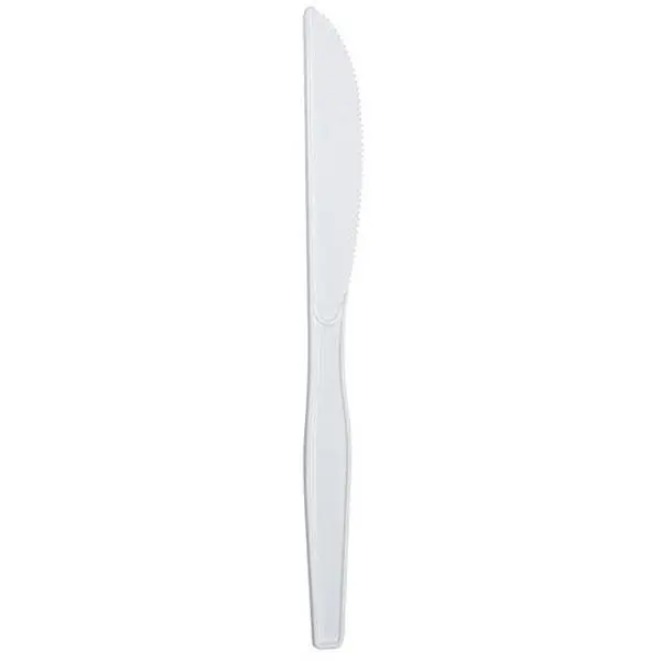 [1,000 ct] PS Plastic Medium-Heavy Weight Knives Bulk Box, White