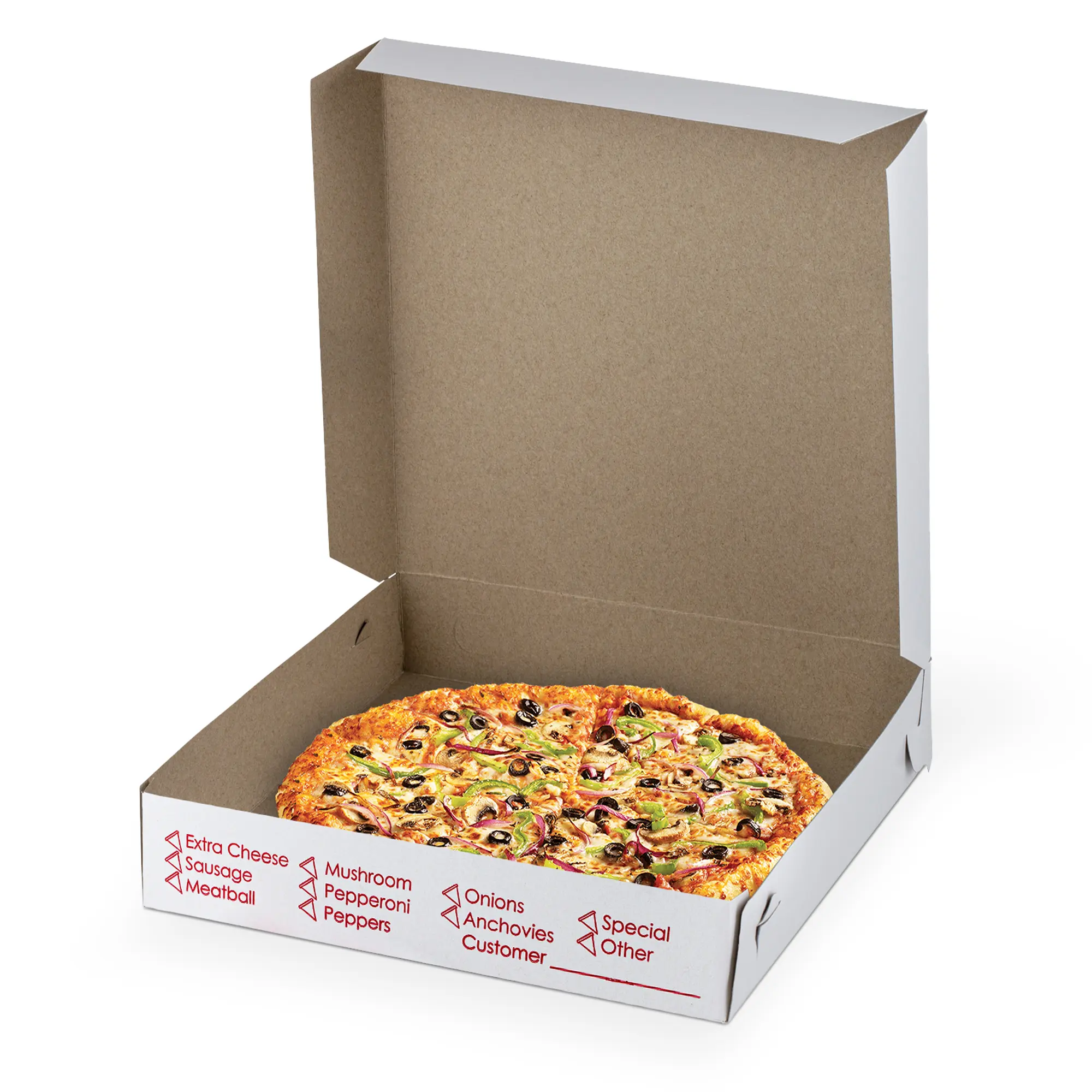 MT Products 12x12x2" Square White Durable Clay Coated Extra-Thin Cardboard Pizza Boxes - Lock Corners, FDA-Compliant, Flat-Ship, Disposable Easy-Assemble Home Party Cafe Supplies (12" x 12" x 2" Clay Coated Boxes)