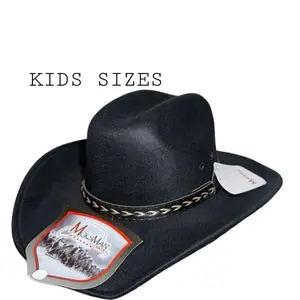 Western Cowboy Little Hat for K-I-D-S/ Tejana Negra Forrada BEBE/Nino o Nina Vaquera Est. Chihuahua/ Black Faux Felt Cowboy Hat