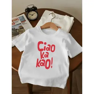 Comfortable Breathable Short Sleeve Cotton T Shirt with Ciao Ka Kao Print Ideal for Daily Casual Wear