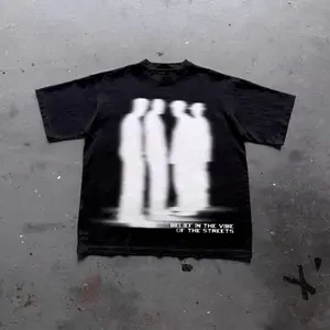 Street Atmosphere Virtual Shadow Characters Shadow Graphic Cotton T-Shirt, grunge y2k emo scene tapout goth amity affliction style clothes, Unisex T-shirt