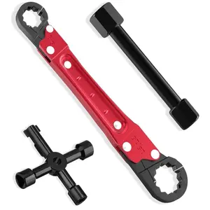Plumbing Tools Angle-On Wrench Kit - Compression Angle Stop Remover for Professional Plumber Use, Includes Red & Black Tools mechanic tool set Removal Maintenance Double-Ended