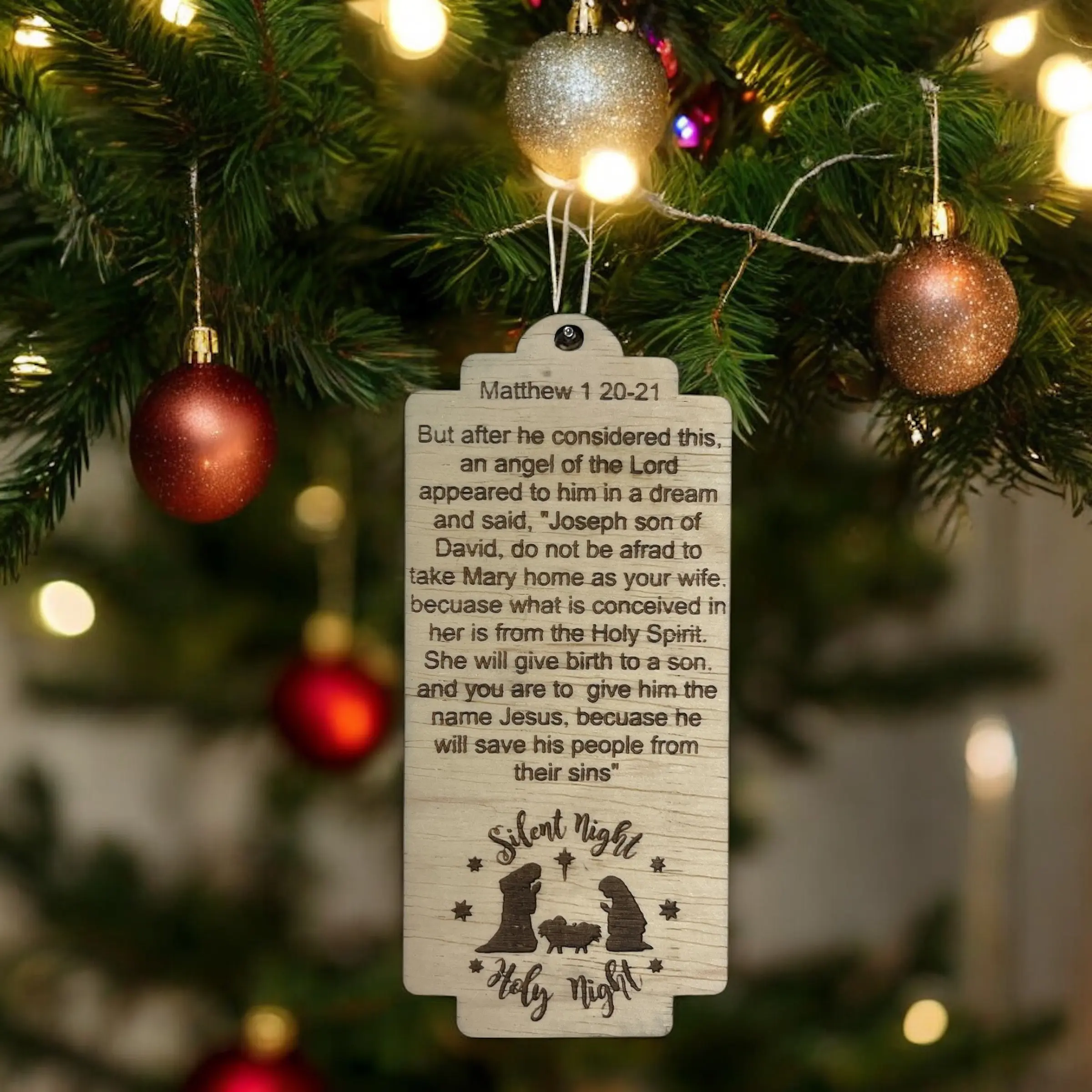 Personalized Wooden Christmas Ornament with Custom Bible Verse | Christian Christmas Decor | Faith Keepsake | Perfect Gift for Holidays