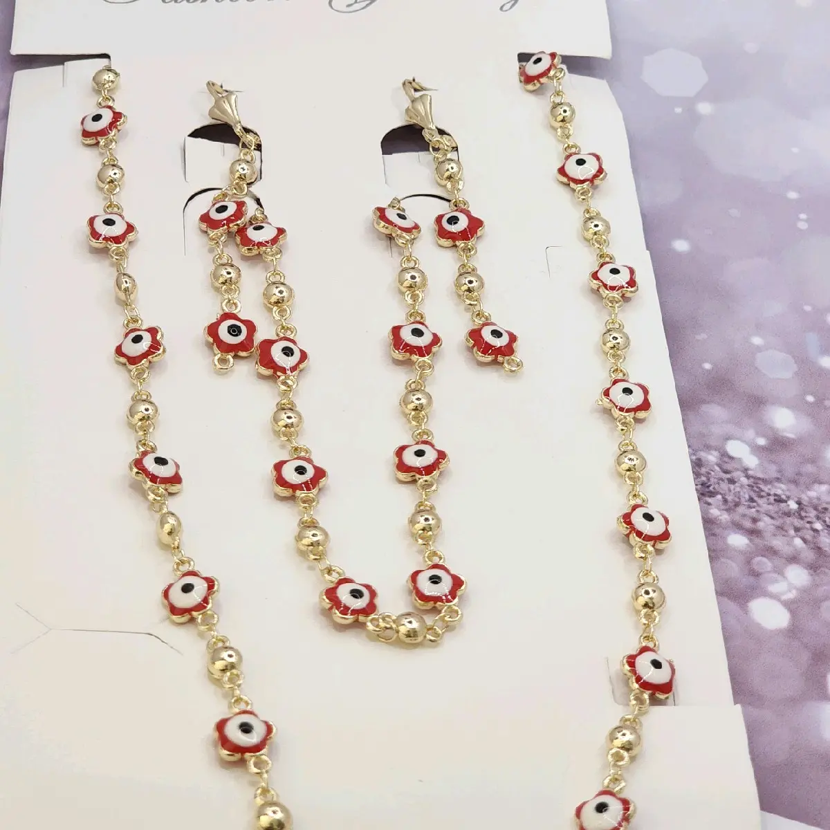 fashion set chain earrings bracelet eyes GOLD-PLATED