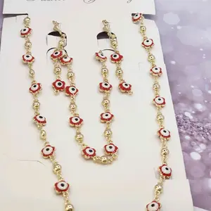 fashion set chain earrings bracelet eyes GOLD-PLATED