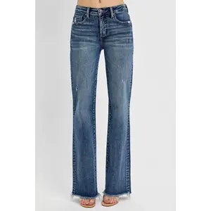 RISEN Full Size Tummy Control High Rise Long Straight Jeans Plus Size