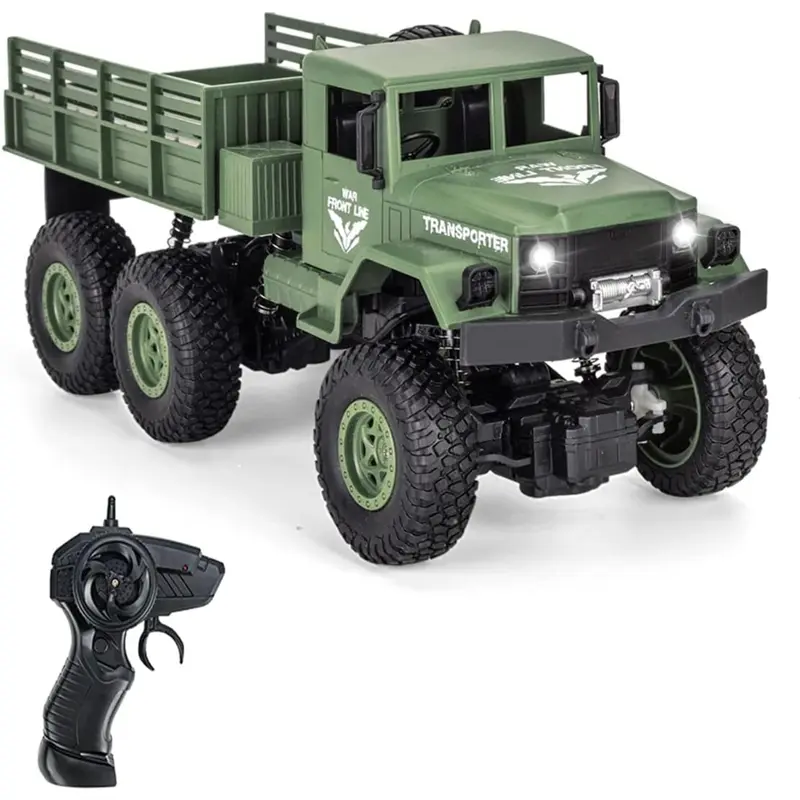Military Truck 2.4Ghz Off-Road Remote Control Car RC 4WD Truck for ATVs, Children's Day Ideal Gift for Boys (Green)