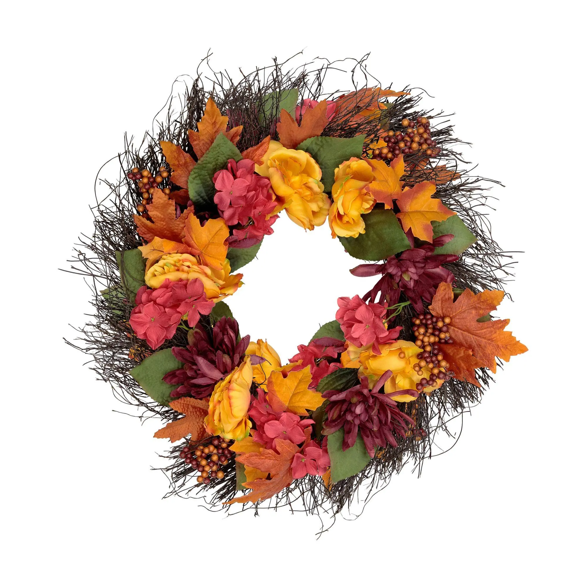 Northlight Peony and Mum Artificial Spring Flor al Wreath