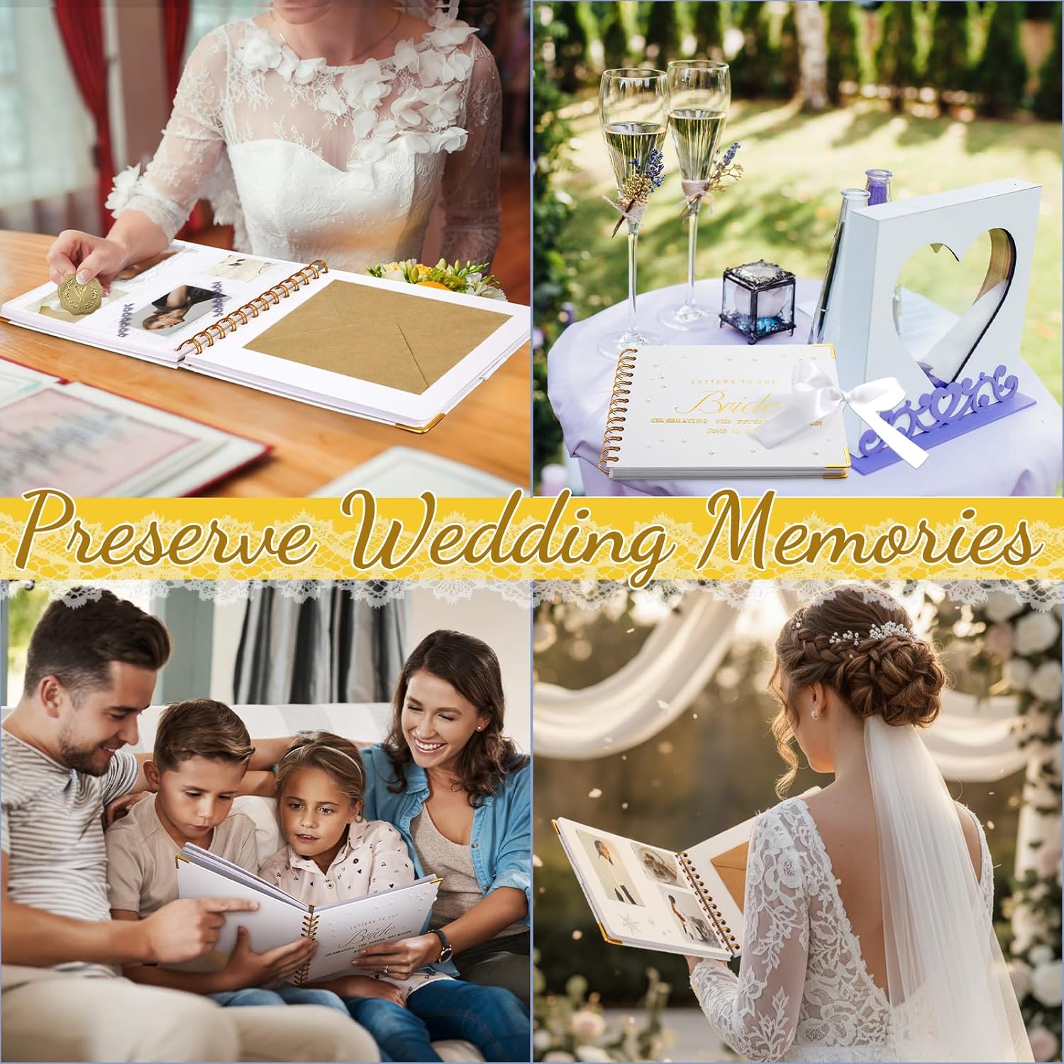 Letters to the Bride Book Wedding Gift - Heartfelt Wedding Letters Scrapbook for Bride, DIY Bridal Shower Gift from Bridesmaids & Mom, Elegant Pearl Decor Keepsake Memory Book for Wedding Morning