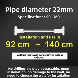 Durable Punch-Free Telescopic Rod Heavy Duty Waterproof Shower Curtain Rod Multipurpose Steel Clothes Rail Hanger Household
