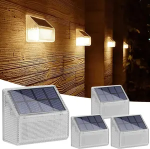 Lacasa Solar Deck Lights Outdoor Waterproof, 4-Pack Solar Step Lights Warm White 50 Lumen Bright LED, Durable Transparent PC Housing, Wall Mount Outdoor Solar Lights for Fence