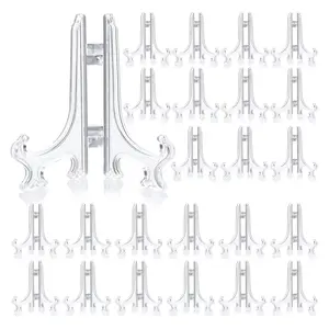 48PCS 3-Inch Clear Plastic Mini Easel Stands for Display Picture Frame, Collectibles, Weddings, Party & Home Decoration