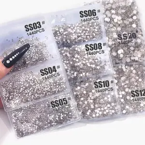 Round Flat Back Glass Rhinestone Nail Art Charms Phone Case Accessories Jewelry Making Sparkling DIY Decoration