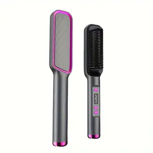Compact & lightweight straight hair comb-temperature display, multi-speed adjustment, easily create smooth straight hair,Professional Flat Iron -black/pink/gray-1Pc
