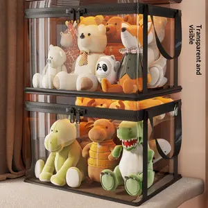 Transparent Lidded Storage Bucket for Kids, Home Organizer for Dolls, Building Blocks and Snacks