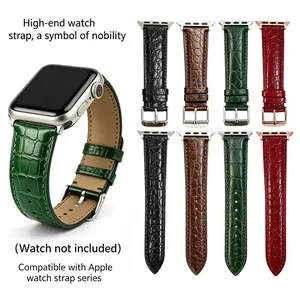 2026 Luxury Crocodile Texture Genuine Leather Band, Elegant Business Dress Replacement Strap for Apple Watch Ultra 3 2 1 Series 11 to 1 SE, Soft Comfortable Wristband for Men Women, All Sizes 38–49mm